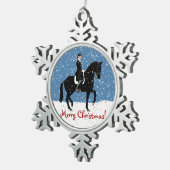 Snowydressage-Pferdeweihnachten Schneeflocken Zinn-Ornament (Rechts)