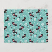 Snowyscottie-Hundeweihnachtsmuster Feiertagspostkarte (Vorderseite)