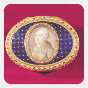 Snuffbox mit Porträtminiatur von Louis Quadratischer Aufkleber