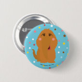 Snuffleupagus Blaue Sterne und Punktmuster Button (Vorne & Hinten)