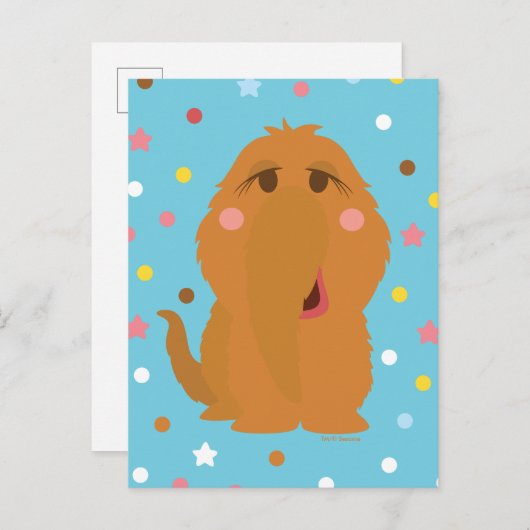 Snuffleupagus Blaue Sterne und Punktmuster Postkarte (Vorne/Hinten)