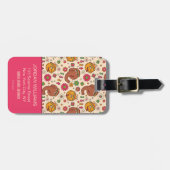 Snuffleupagus und Big Bird Groovy Blume Muster Gepäckanhänger (Vorderseite horizontal)