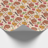 Snuffleupagus und Big Bird Groovy Blume Muster Geschenkpapier (Ecke)