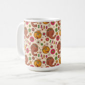 Snuffleupagus und Big Bird Groovy Blume Muster Kaffeetasse (Vorderseite Links)