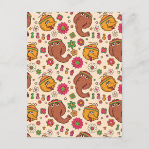 Snuffleupagus und Big Bird Groovy Blume Muster Postkarte