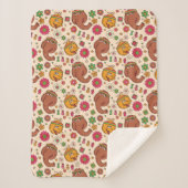 Snuffleupagus und Big Bird Groovy Blume Muster Sherpadecke (Vorderseite)