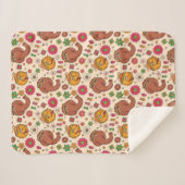 Snuffleupagus und Big Bird Groovy Blume Muster Sherpadecke (Vorderseite (Horizontal))