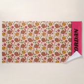 Snuffleupagus und Big Bird Groovy Blume Muster Strandtuch (Vorderseite)