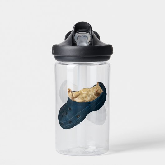 "Snug as a Bug: The Kitten's Croc Nickerchen" Trinkflasche (Vorne)