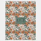 Snug Autumn Flowers Terracotta Rustic Green Tones  Fleecedecke (Vorderseite)