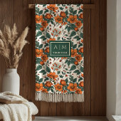 Snug Autumn Flowers Terracotta Rustic Green Tones Fleecedecke
