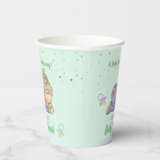 Snuggle Baby Boy - Green & Lila Baby Dusche Pappbecher (Rechts)