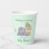 Snuggle Baby Boy - Green & Lila Baby Dusche Pappbecher (Vorderseite)