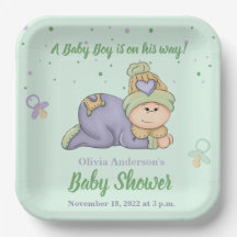 Snuggle Baby Boy - Green & Lila Baby Dusche
