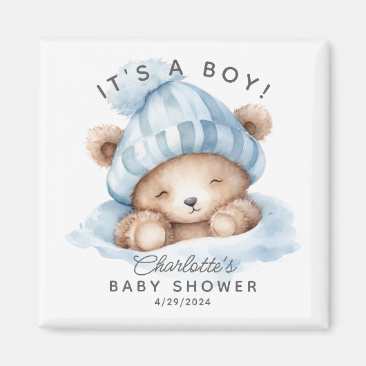 Snuggle Bear Baby Dusche Gefallen Magnet (Vorne)