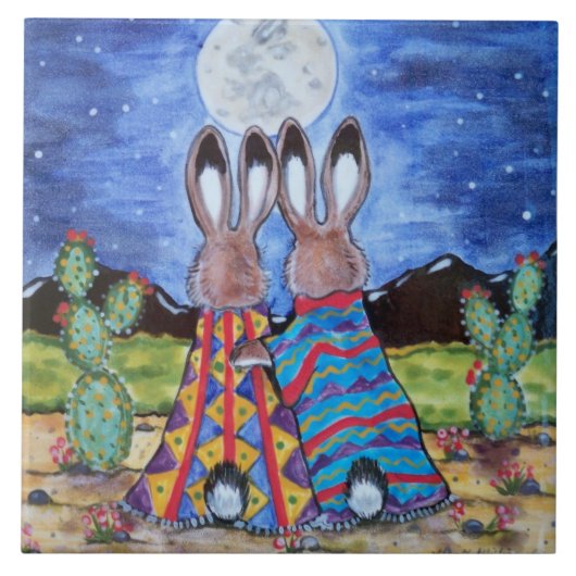 "Snuggle Bunnies" 6" Fliesen/Trivet; Romantische K Fliese (Vorderseite)