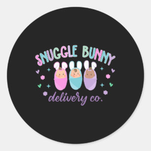 Snuggle Bunny Delivery Co Mutter Baby Happy Oaster Runder Aufkleber