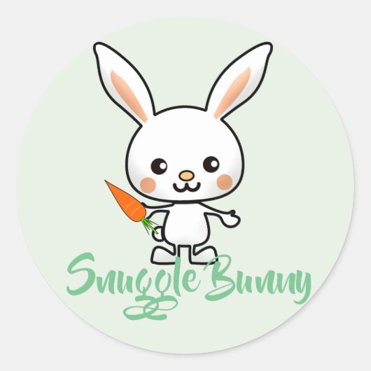 Snuggle Bunny Kawaii Custom Runder Aufkleber (Vorderseite)