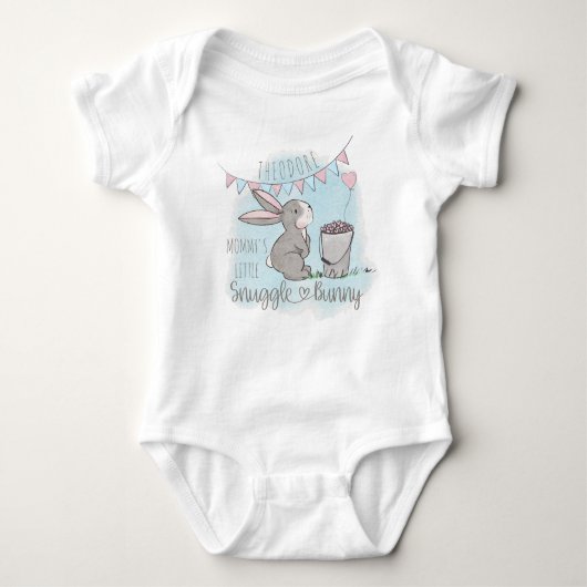 Snuggle Bunny Niedlich Rabbit and Hearts Boys Baby Strampler (Vorderseite)