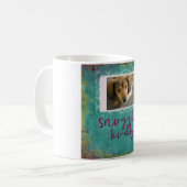 Snuggle-Freund-kundenspezifische aquamarine Kaffeetasse (Vorderseite Links)