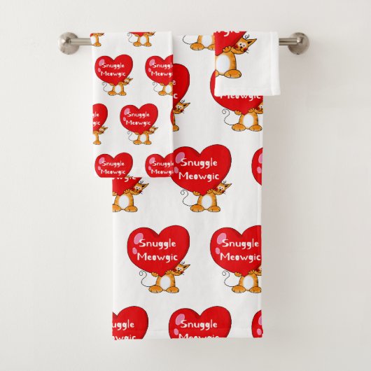 Snuggle Meowgic Funny Cat Pub Art Badhandtuch Set (Insitu)