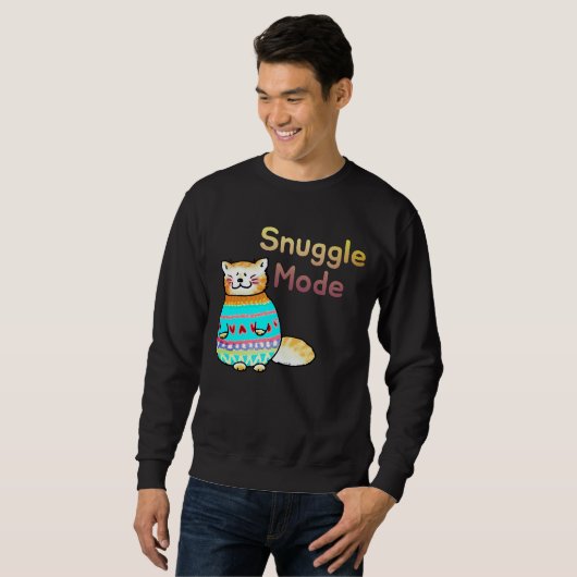 Snuggle Mode Cute Ginger Cat Sweatshirt (Vorne ganz)