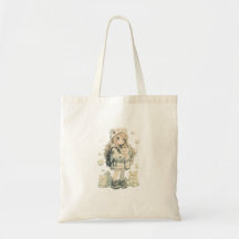 Snuggle Pup Kawaii bear girl tote bag