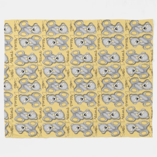 Snuggle Sweet Dreams Teddy-buff gelb Fleecedecke (Vorderseite (Horizontal))