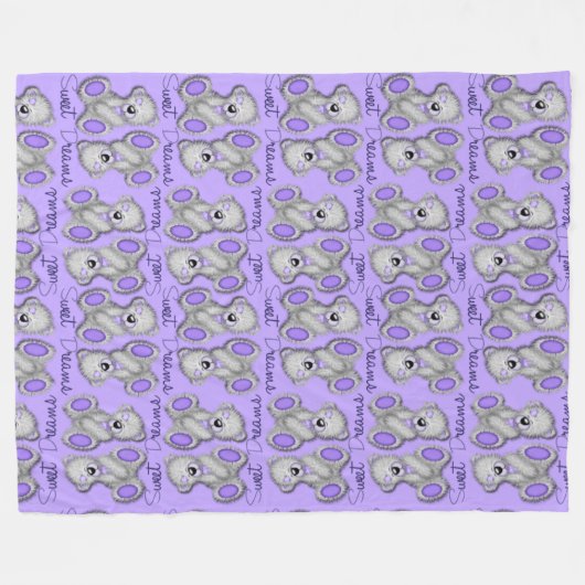 Snuggle Sweet Dreams Teddy-Lavendel Blau Fleecedecke (Vorderseite (Horizontal))