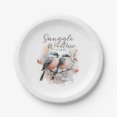 Snuggle Weather Is Here, Birds on Branch Christmas Pappteller (Vorderseite)
