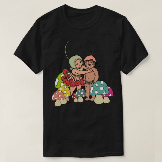 Snugglepot und Cuddlepie und Pilze T-Shirt (Design vorne)