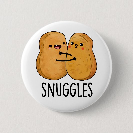 Snuggles Funny Nugget Couple Pun Button (Vorderseite)