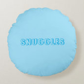"Snuggles" Hellblau Rundes Kissen (Vorderseite)