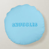 "Snuggles" Hellblau Rundes Kissen (Rückseite)