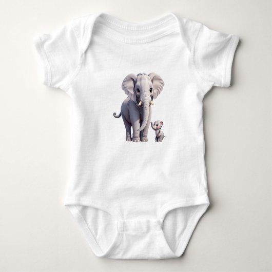 Snuggly Elephants Baby Jersey Bodysuit Baby Strampler (Vorderseite)