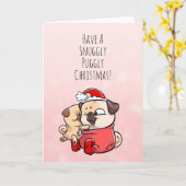 Snuggly Puggly Weihnachtskarte Mops Karte (Gelbe Blume)