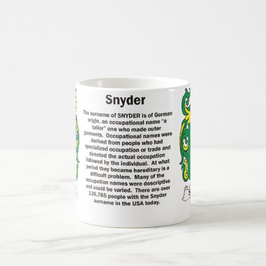 Snyder Familien-Wappen Tasse (Mittel)