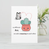 So anders, perfekt zusammen - Niedliche Liebe Dankeskarte (Stehend Vorderseite)