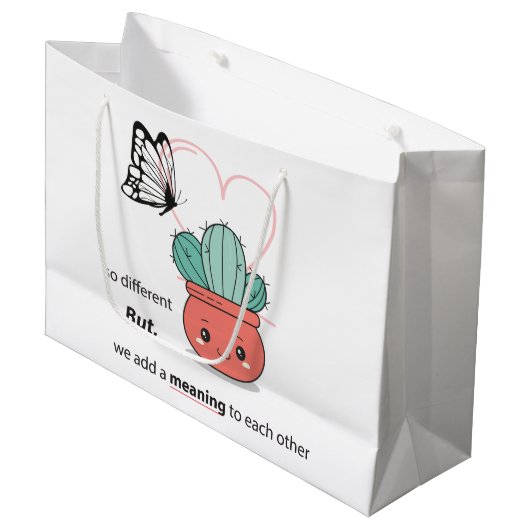 So anders, perfekt zusammen - Niedliche Liebe Große Geschenktüte (Vorderseite Schrägansicht)