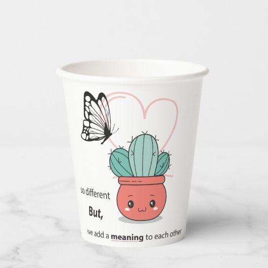 So anders, perfekt zusammen - Niedliche Liebe Pappbecher (Vorderseite)