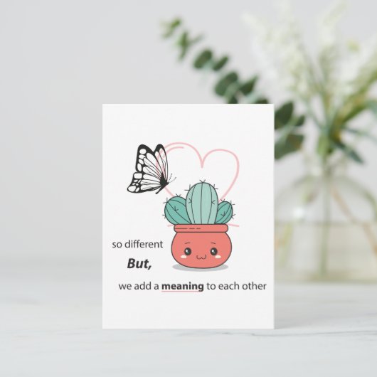 So anders, perfekt zusammen - Niedliche Liebe Postkarte (Stehend Vorderseite)