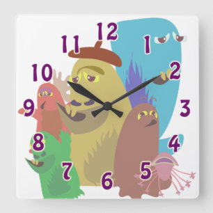 So Beängstigend Monster Pals Fun Kawaii Cartoon Ar Quadratische Wanduhr