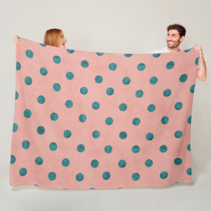 So bezaubernde Farbtupfer l Pink und Blau Polka Pu Fleecedecke