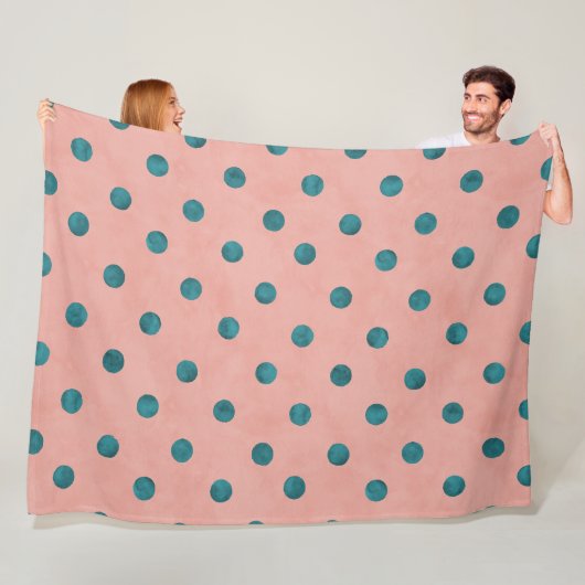So bezaubernde Farbtupfer l Pink und Blau Polka Pu Fleecedecke (Beispiel)