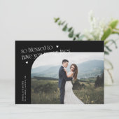 So Blessed Black Wedding Photo Dankeskarte (Stehend Vorderseite)