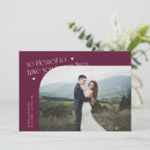 So Blessed Cranberry Wedding Photo Dankeskarte (Stehend Vorderseite)