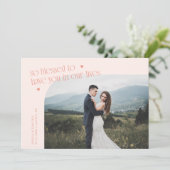 So Blessed Peach Wedding Photo Dankeskarte (Stehend Vorderseite)