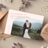 So Blessed Peach Wedding Photo Dankeskarte