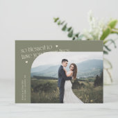 So Blessed Sage Green Wedding Photo Dankeskarte (Stehend Vorderseite)
