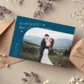 So Blessed Teal Wedding Photo Dankeskarte